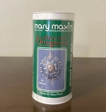 NOS VTG Mary Maxim Christmas Ornament Beaded & Sequins Kit Blue Pearl #39600-05