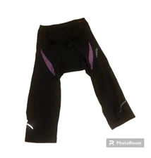 Women's Santic padded 3/4 cycling pants Small Black and purple bicycle riding