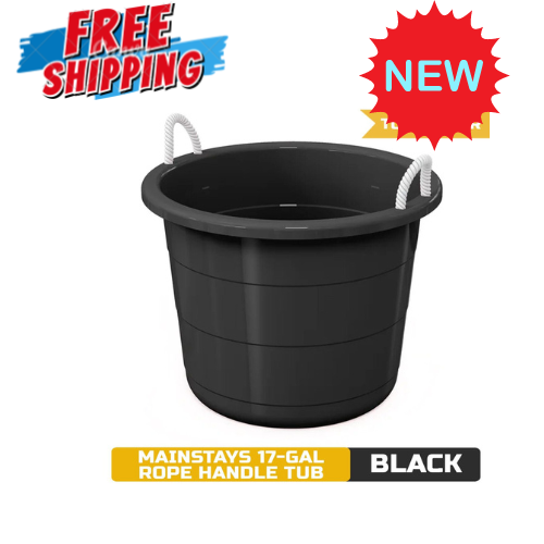 Mainstays Flexible 17 Gallon Plastic Tub with Rope Handles, Black eBay