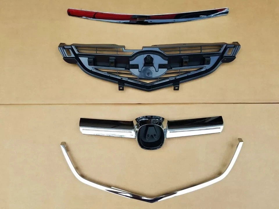 For 2004-2006 ACURA TL Front Bumper Grille Upper Center Lower Chrome Molding 4PC Foto 2 de 4