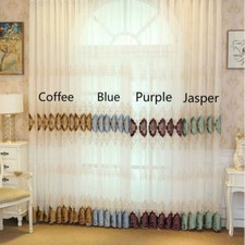 DIY Baroque Mesh Floral Embroidery Curtain Fabric Net Panel Drape Cloth Material