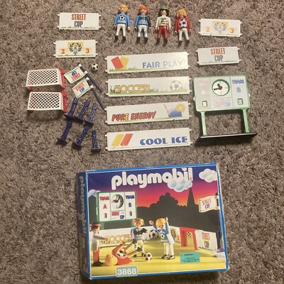 Vintage Playmobil 3868 Street Cup Arena Soccer Football 1996 Play Set COMPLETE