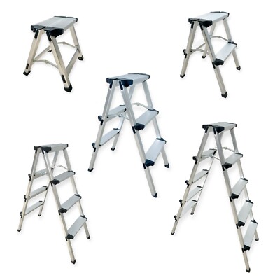 Aluminium Schwerlast 1,2,3,4,5 Stufen Leiter Doppelseitig Tragbar Klapphocker