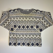 VTG Sweater Ideas Crazy Aztec Heavy Knit Made In USA Sweater Size S/M