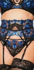 ann summers Everlasting Black Blue Suspender Belt XS 4 6