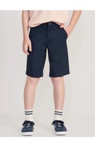 Old Navy Boys 20 Plus Blue Built-In Flex Twill Straight Uniform At Knee Shorts