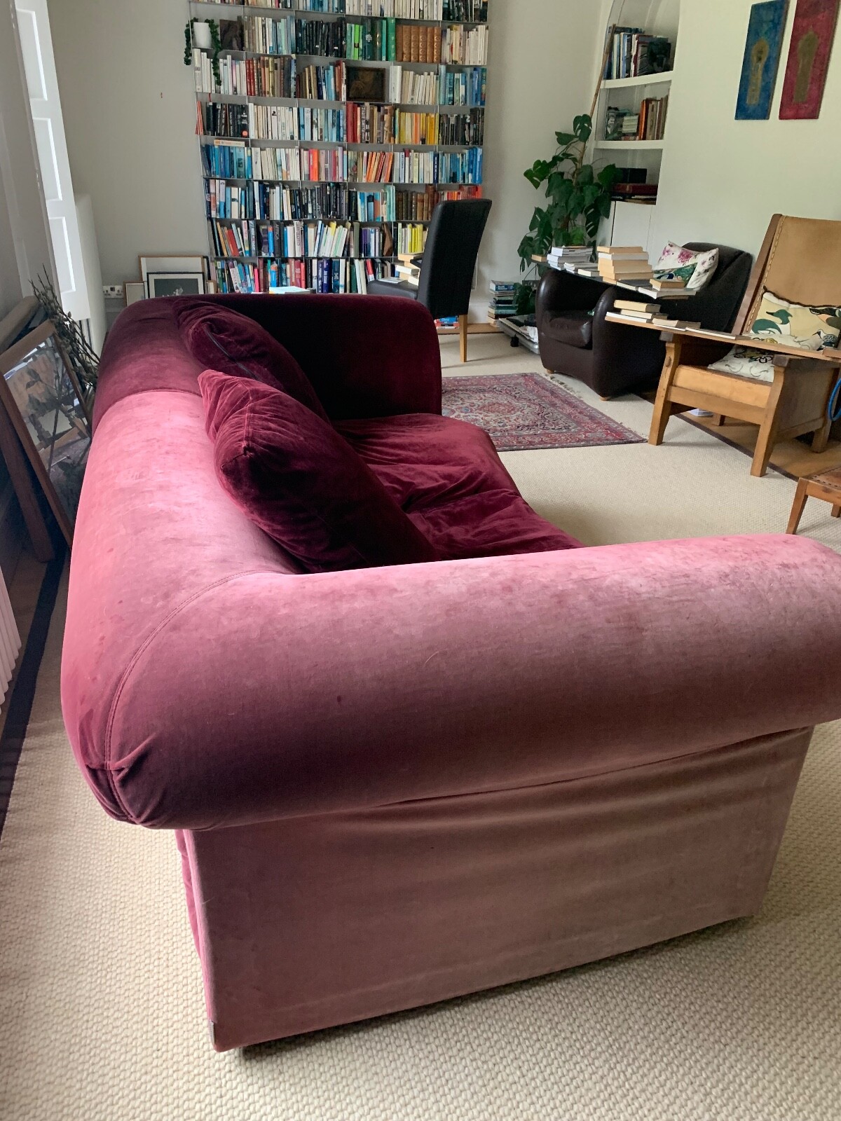 Chesterfield style Burgundy Velvet 4 Seater Sofa eBay