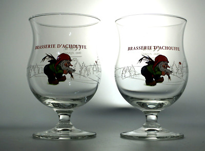 Brasserie D'Achouffe Glas 12 cl Belgian 2er Set Blond Beer Bier Zwerg Klein Neu