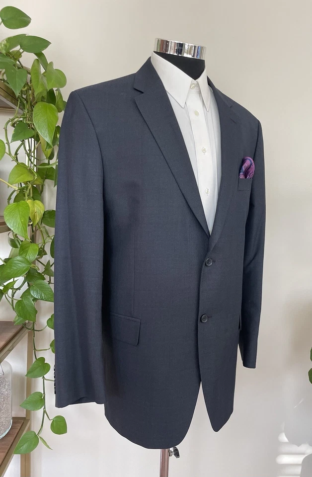 Chaqueta Abrigo Deportivo Saddlebred Para Hombres Dos Botones Azul Mezcla Poli Talla 46L Foto 3 de 4