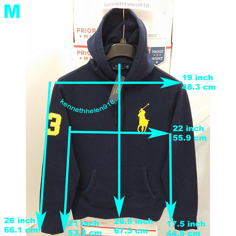 POLO RALPH LAUREN BIG PONY FELPA CON CAPPUCCIO BLU NAVY TAGLIA MEDIA