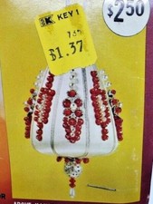 Walco WHITE PEAR SATIN RED JEWELED BEAUTY Vtg Sequin Bead Christmas Ornament Kit