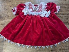 Cuddle Teen Vintage Girls Red Velvet Lace Heart With Rose Dress Christmas