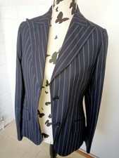 Faconnable Womans Black Pin Stripe Blazer/suit Jacket Size 40 ( Euopean)