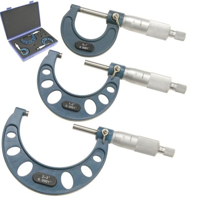 iGaging 0-3/0.0001'' Premium Outside Micrometer Set Precision Carbide Tips