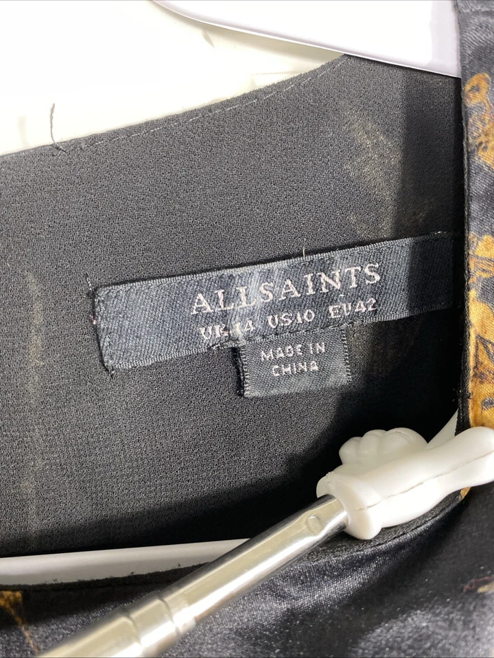 Allsaints Gianna Heligan Midi Dress Women 10 Handkerchief Hem Silk Blend - Image 3 of 4