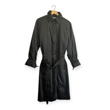 Prada Black Nylon Single-breasted Trench Coat, Belted, Size 46 Italy,