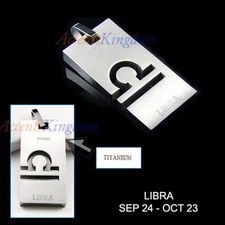 Accents Kingdom Men's Titanium Libra Zodiac Pendant Necklace