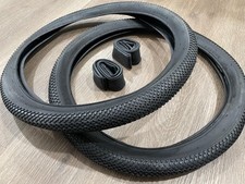 PAIR of 2 Black 20" BMX Waffle pattern Bicycle Modern Tires  Tubes 20x2.125
