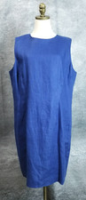 NWT Talbots Irish Linen Size 20 Blue Sleeveless Sheath Dress Lined