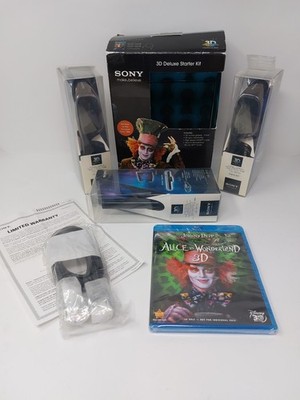 Sony 3D Deluxe Starter Kit w/ Alice in Wonderland Blu-ray 3D Movie New