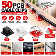 50Pcs Cable Clips Self-Adhesive Cord Management Wire Holder Organizer Clamp US