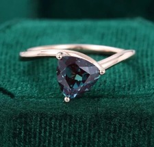 Trillion Cut Alexandrite Sterling silver Propose Wedding Engagement ring