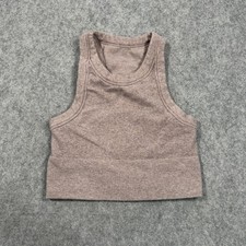 Alo Yoga Mushroom Heather Seamless Delight High Neck Longline Sports Bra Size XS