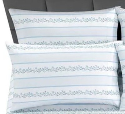 Fairfield Square Collection by Sunham 2 Standard Pillow Cases Blue Floral Stripe