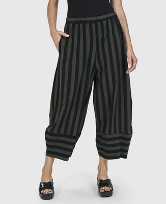 Urban by Alembika Orion Lantern Pants Black and Khaki Striped Sz 7