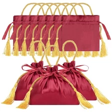 Red Small Favor Bags Bulk Drawstring Satin Jewelry Pouches Return Gifts Pouch...