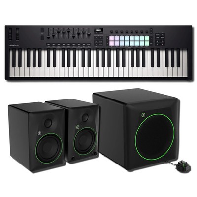 Novation Launchkey 61 MK4 61-Key MIDI Controller w/ Mackie CR5BT & CR8SBT Sub