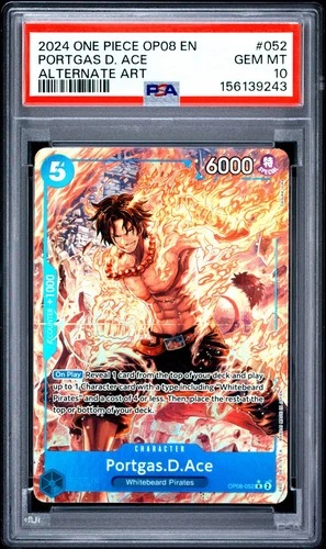 2024 One Piece Two Legends Portgas.D.Ace Rare Alt Art #OP08-052 PSA 10 GEM MINT