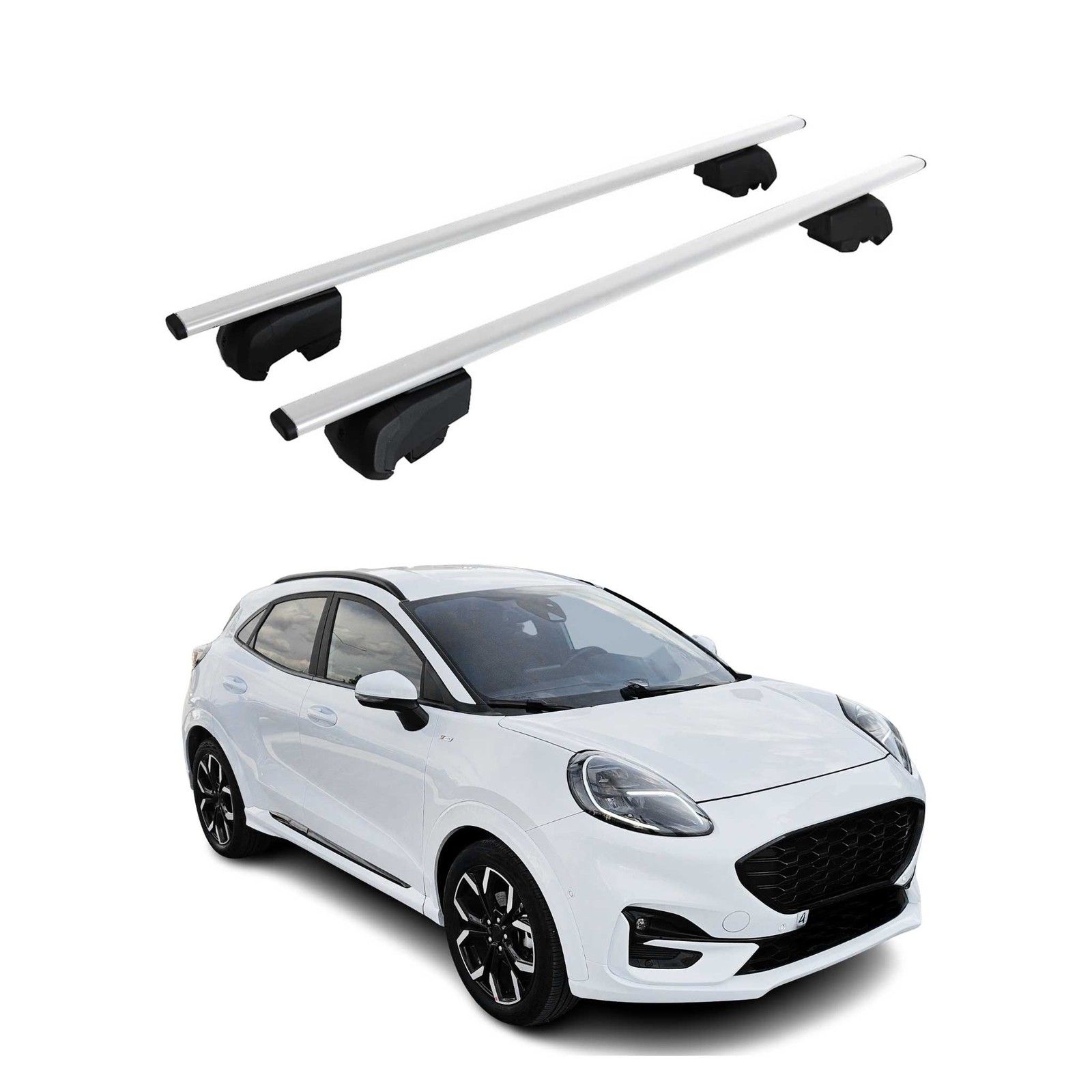 Barres de toit en fer argenté haut de gamme pour crossover Ford Puma 2020-2023