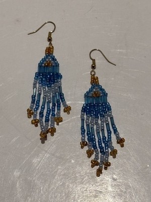 Native Multi-Color Seed Beaded Drop Chandelier Tassel 2.5'' Fish Hook Earrings