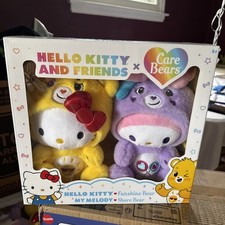 Care Bears x Hello Kitty as Funshine Bear  My Melody as Share Bear Plush Set N