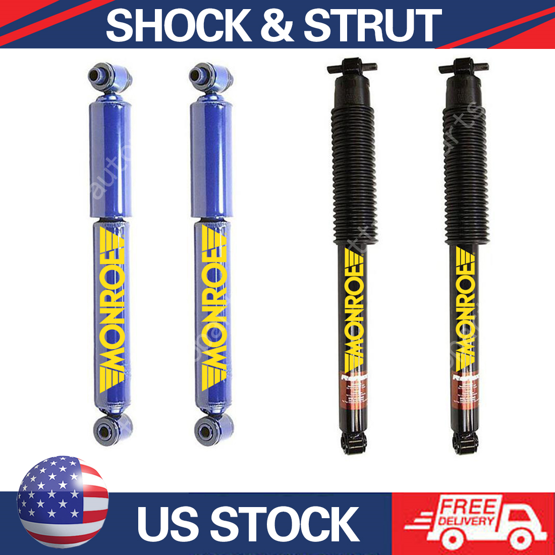 Complete 4-Piece Shock Absorber Set For 1988-1999 Chevy K1500 (Non-Z71) - Monroe Brand