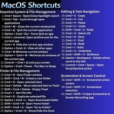 MacOS Shortcuts Reference sticker 3x3 inch
