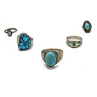 Southwest Sterling Turquoise Opal Chip Inlay Rope Twist Ring Lot of 5 #S5651-1 — photo 1