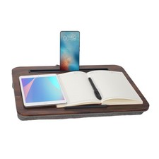 Portable Lap Desk for Up to 16 Laptops - Tablet Slot Cushion, Rustic Brown