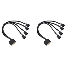 2X Cooling Fan Adapter Cable, 15 Pin to 4 x 3 Pin / 4 Pin PMW 12V PC Case4623