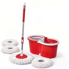 Spin Mop And Bucket with Wringer Set 360  Spin, Mop Bucket with 3 Microfiber Mop