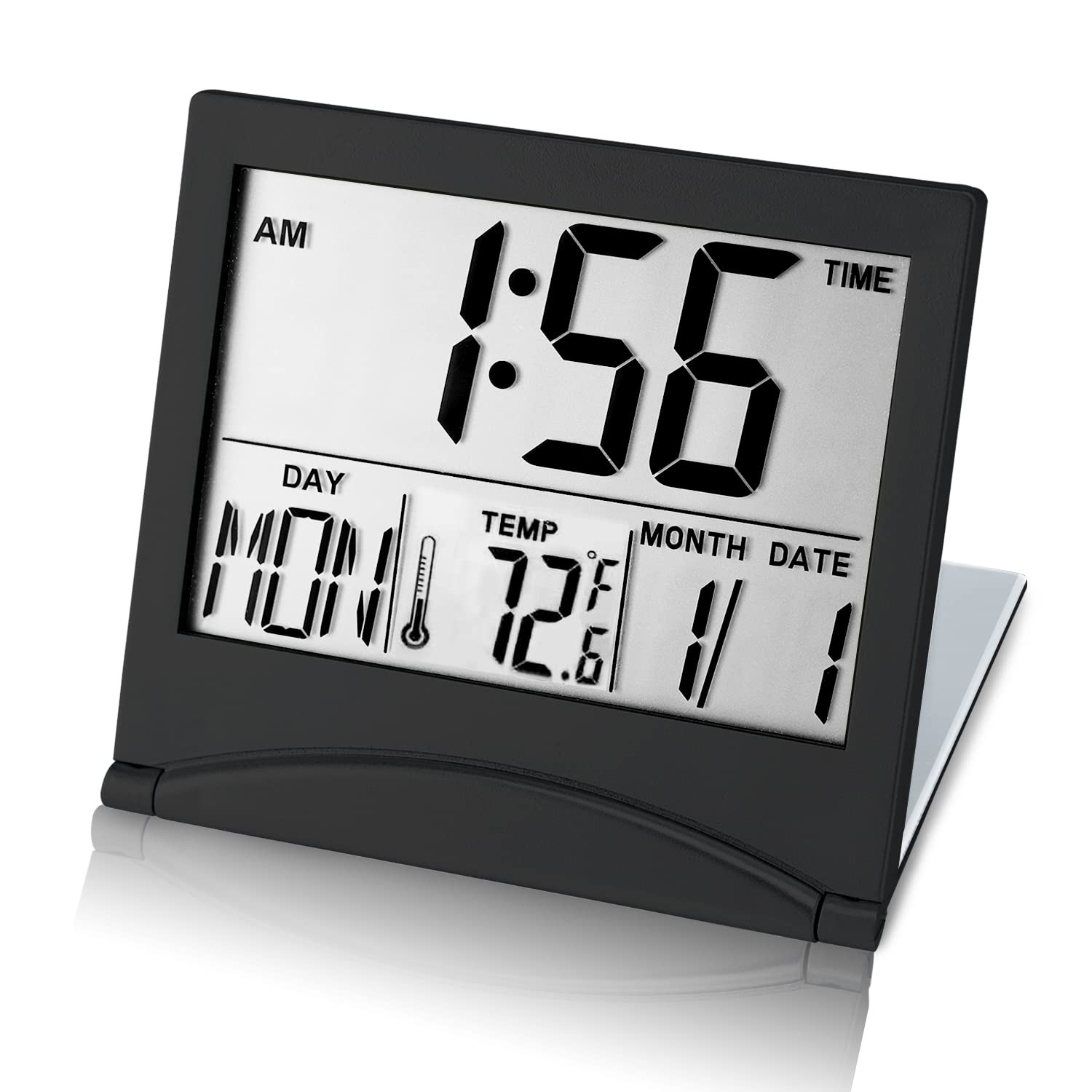 Small Digital Travel Alarm Clock Battery Operated Portable Large Number Disp