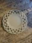 Westmoreland Vintage Milk Glass Plate Painted Forget-Me-Nots Lattice Edge