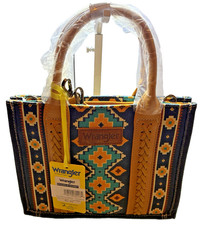 Wrangler Tote Bag Montana Western Southwest NWT Purse Strap Navy Orange Brown