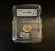 1983-P Roosevelt Dime ICG MS64 Graded 10C Silver with Full Torch 