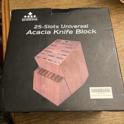 ENOKING Knife Block without Knives, Large Knife Holder- 25 Slots Acacia Wood