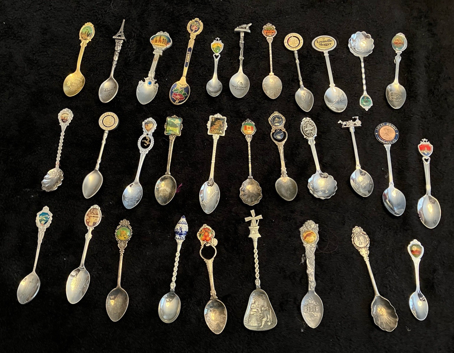 31 Souvenir Spoons Mixed Lot Silverplate Spoon Collection Collectible One Owner!