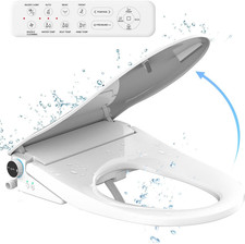 Heated Bidet Toilet Seat with Remote, Auto Open Lid, Elongated  Dryer, Four Cle
