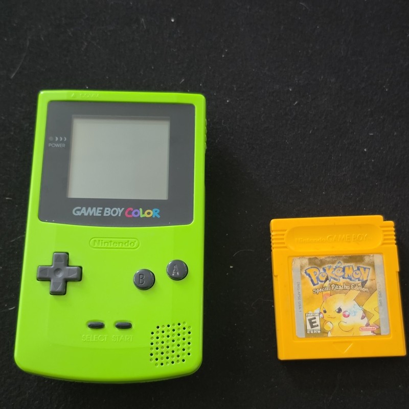 Nintendo Game Boy Color Green Handheld Console w/ Pokemon Yellow