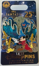 Disney Parks Fantasia 2000 25th Anniversary Sorcerer Mickey Brooms Hinged LE Pin